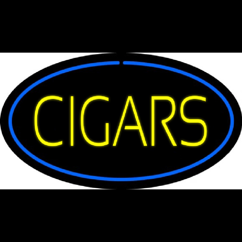 Yellow Cigars Blue Oval Leuchtreklame