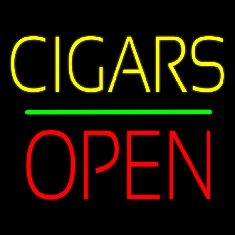 Yellow Cigars Red Block Open Green Line Leuchtreklame