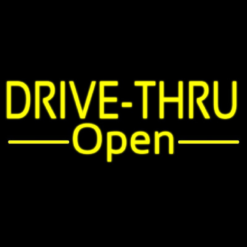 Yellow Drive Thru Open Leuchtreklame