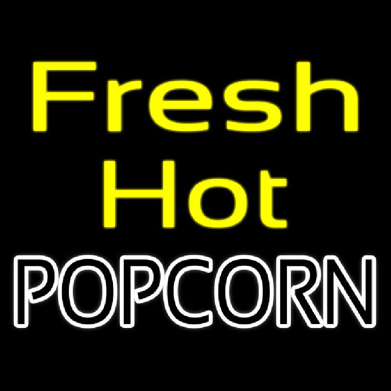 Yellow Fresh Hot White Popcorn Leuchtreklame
