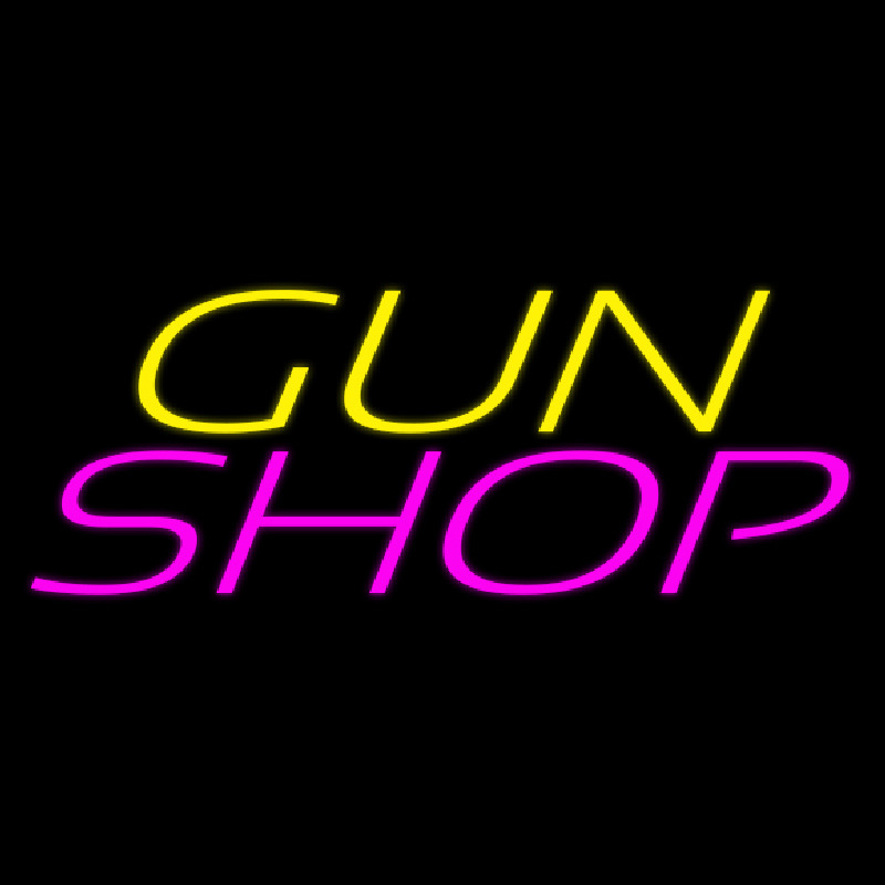 Yellow Gun Pink Shop Leuchtreklame