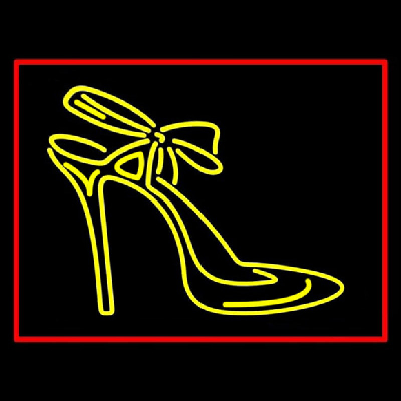 Yellow High Heels With Ribbon Leuchtreklame