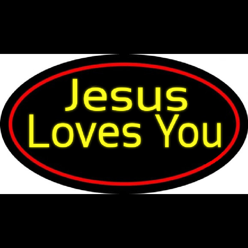Yellow Jesus Loves You Leuchtreklame