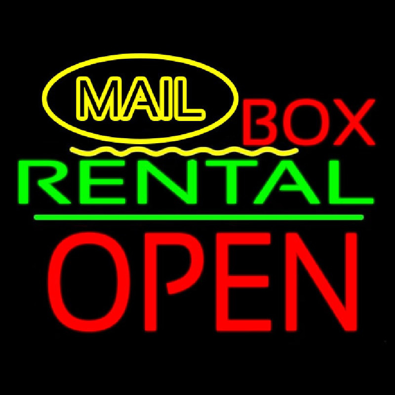 Yellow Mail Block Bo  Rental Open 1 Leuchtreklame