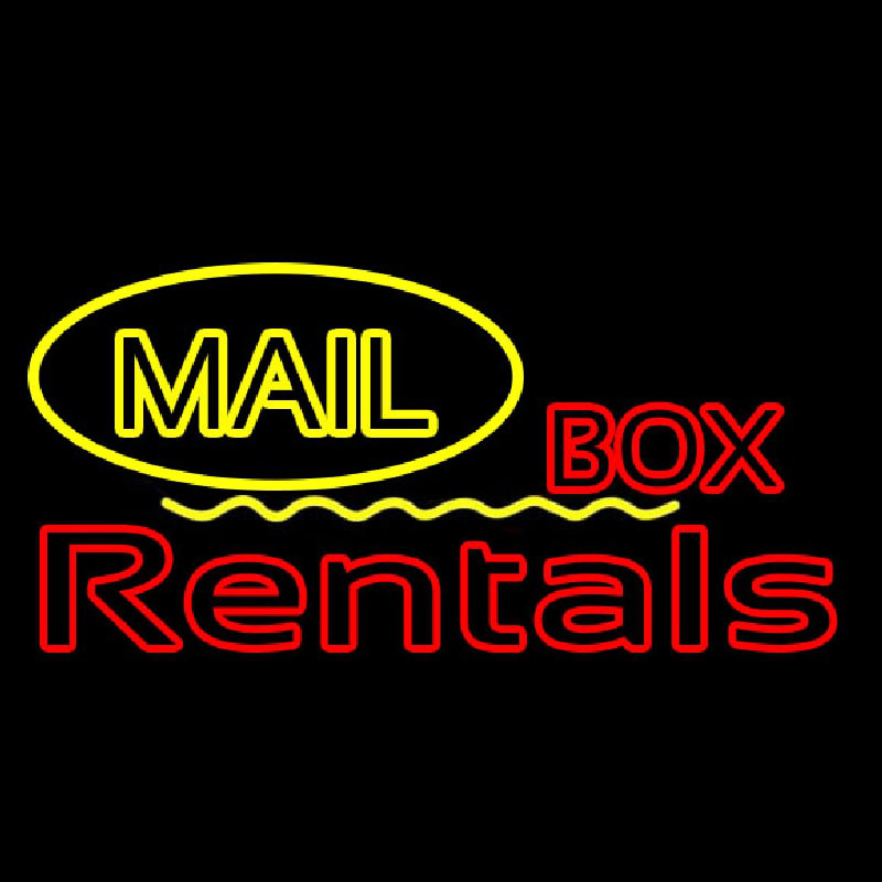 Yellow Mail Block Bo  Rentals Leuchtreklame