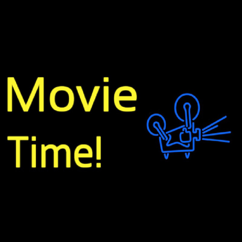 Yellow Movie Time With Logo Leuchtreklame