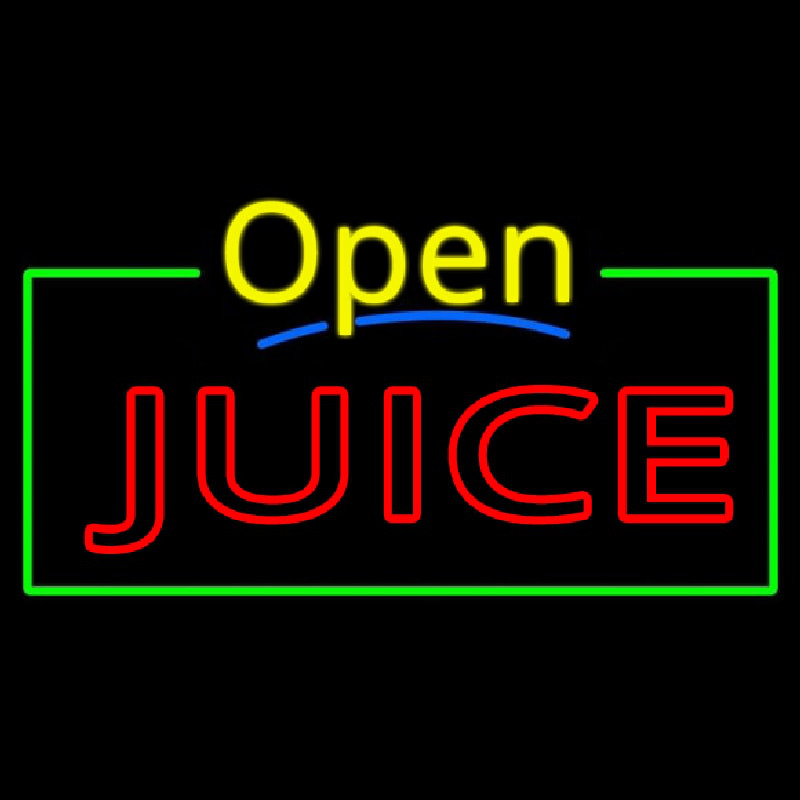 Yellow Open Double Stroke Juice Leuchtreklame