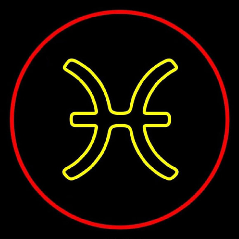 Yellow Pisces Red Border Leuchtreklame