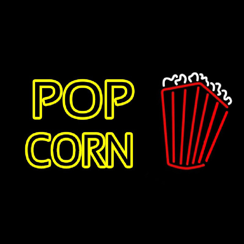 Yellow Popcorn With Logo Leuchtreklame