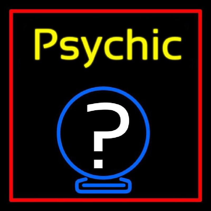 Yellow Psychic With Red Border Leuchtreklame
