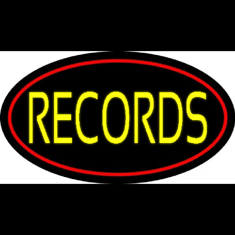 Yellow Records Red Border 2 Leuchtreklame