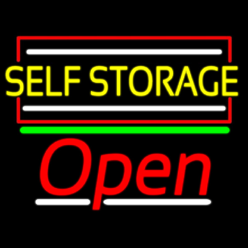 Yellow Self Storage Block With Open 2 Leuchtreklame