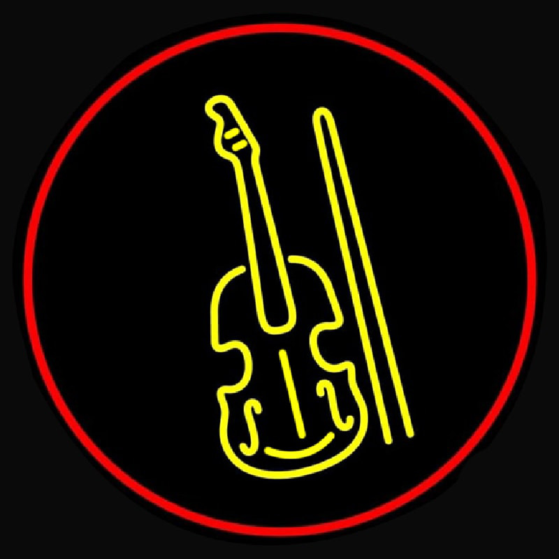 Yellow Violin Logo Red Border Leuchtreklame
