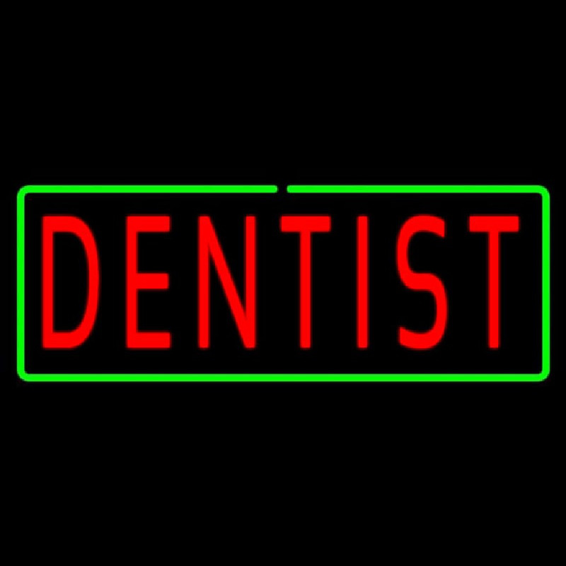 Red Dentist Green Border Leuchtreklame