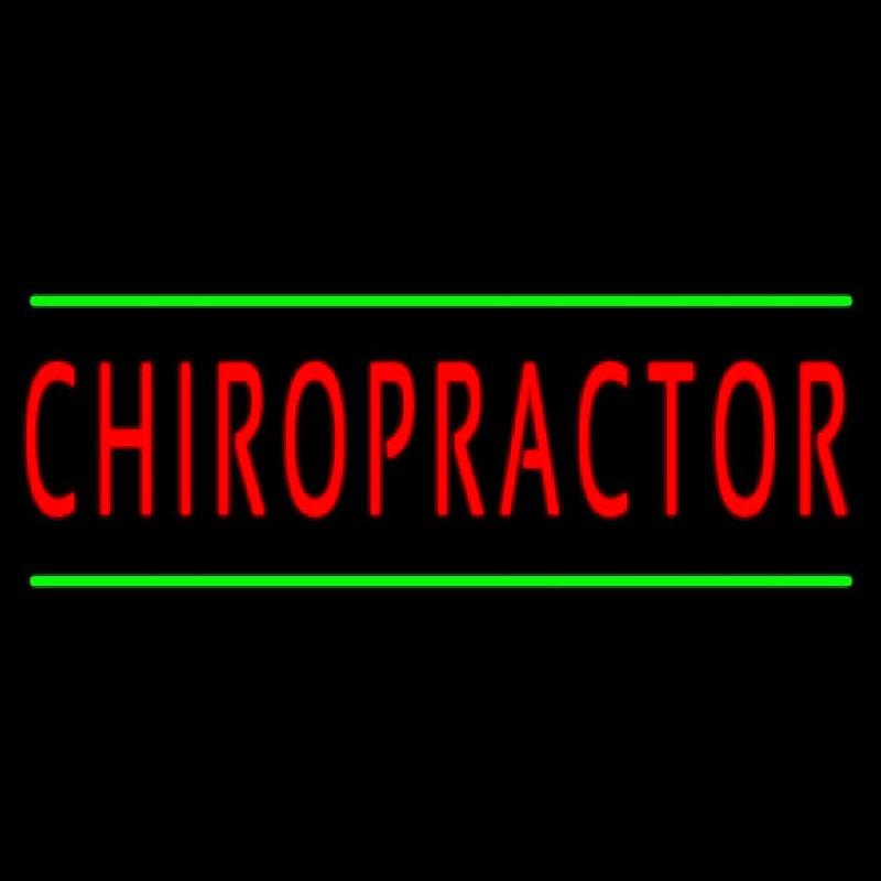 Red Chiropractor Green Lines Leuchtreklame