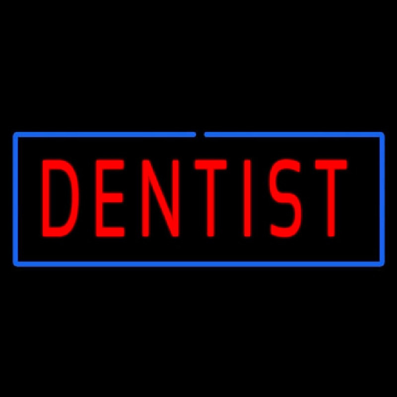 Red Dentist Blue Border Leuchtreklame