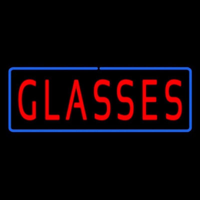 Red Glasses Blue Border Leuchtreklame