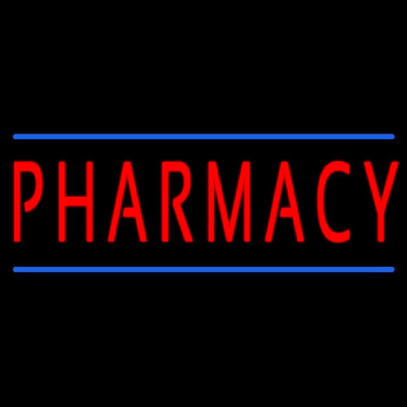 Red Pharmacy Blue Lines Leuchtreklame