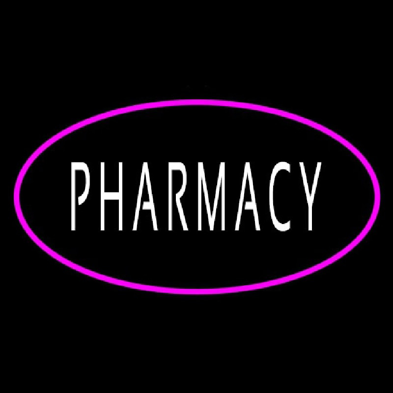 White Pharmacy Pink Oval Border Leuchtreklame