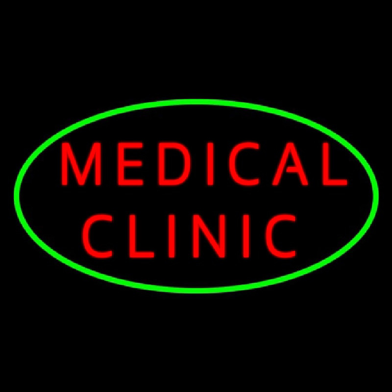 Red Medical Clinic Oval Green Leuchtreklame