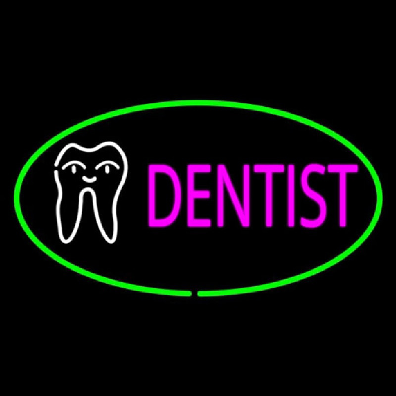 Pink Dentist Oval Green Leuchtreklame