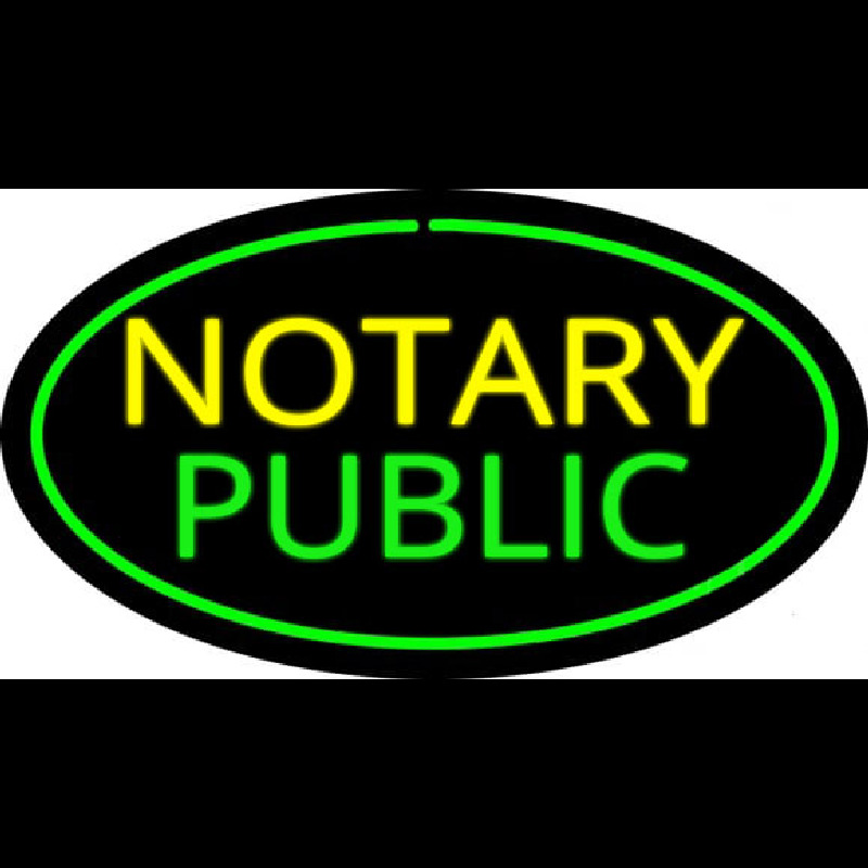 Oval Green Notary Public Leuchtreklame