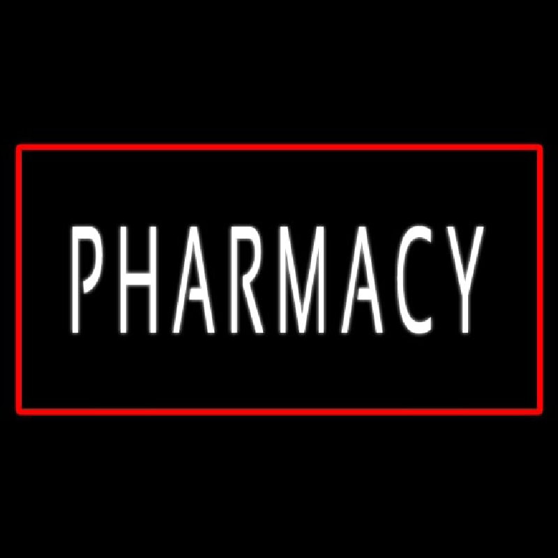 White Pharmacy Red Border Leuchtreklame