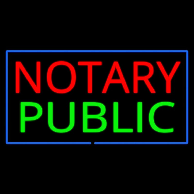 Notary Public Blue Border Leuchtreklame