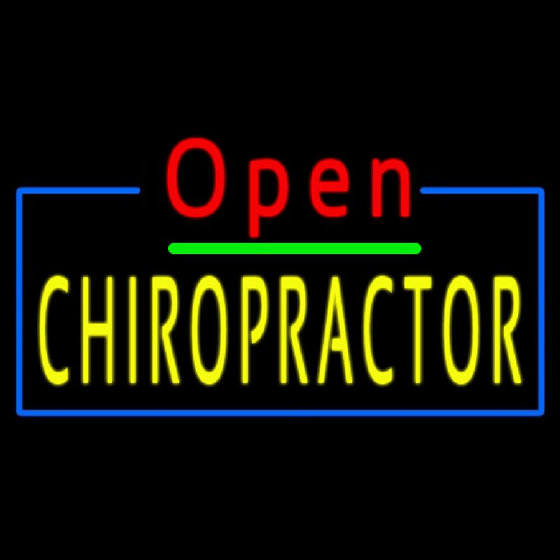 Red Open Yellow Chiropractor Blue Border Leuchtreklame