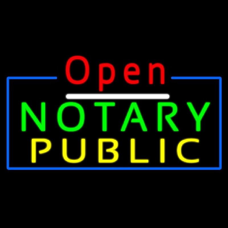 Red Open Notary Public Blue Border Leuchtreklame