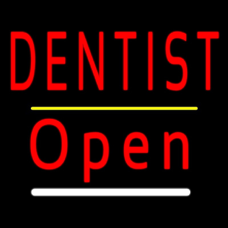 Dentist Open Yellow Line Leuchtreklame