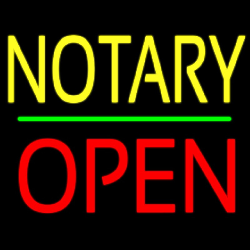 Notary Block Open Green Line Leuchtreklame