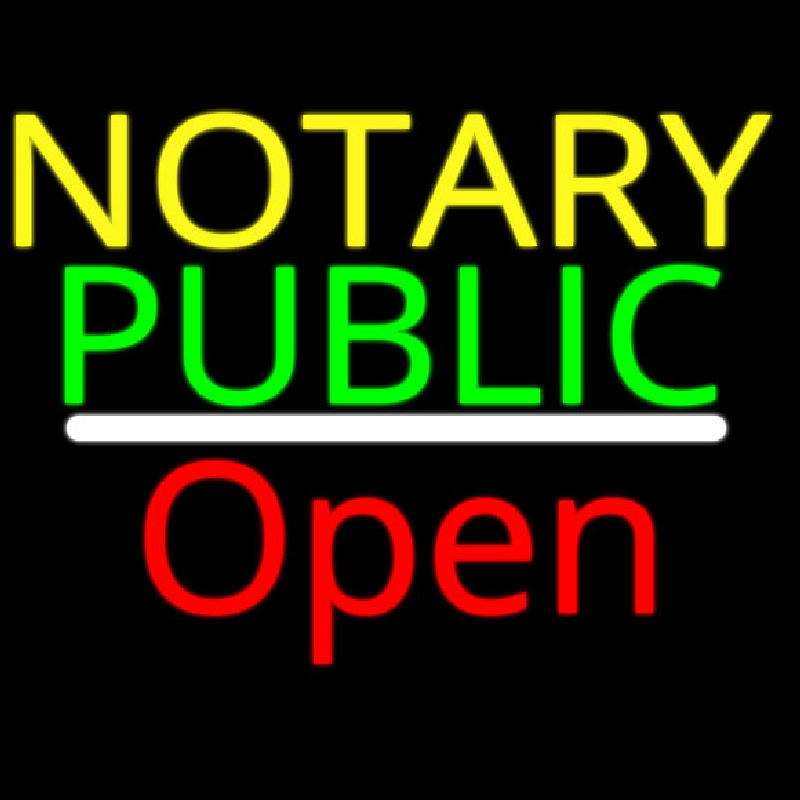 Notary Public Open White Line Leuchtreklame