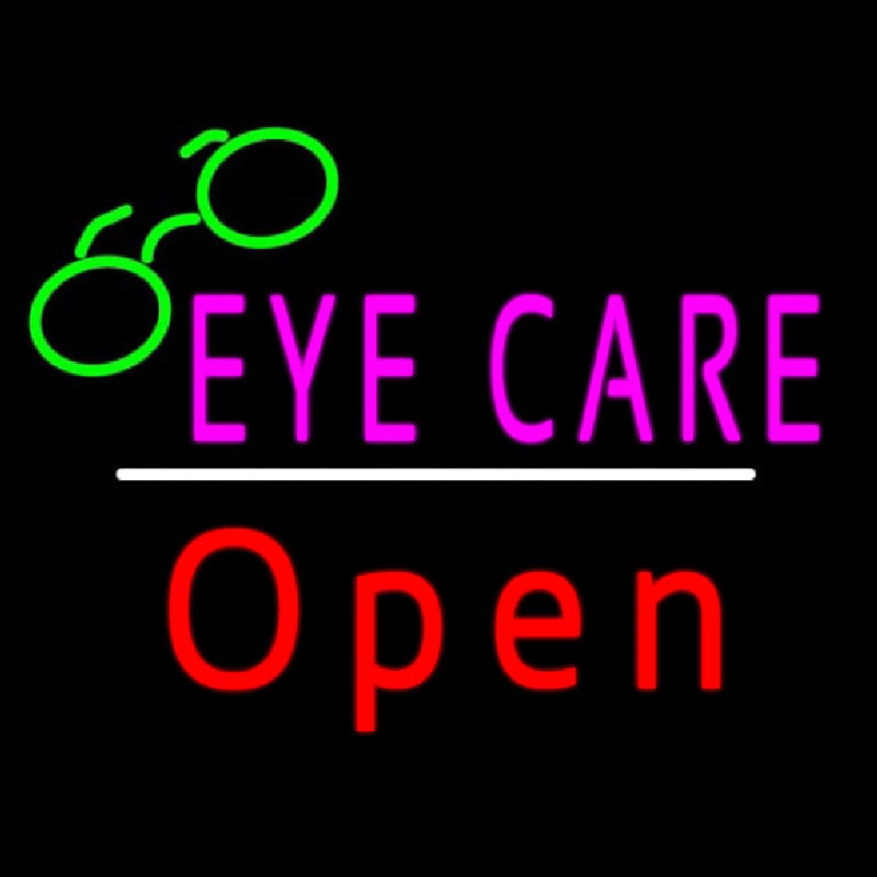 Eye Care Logo Red Open White Line Leuchtreklame