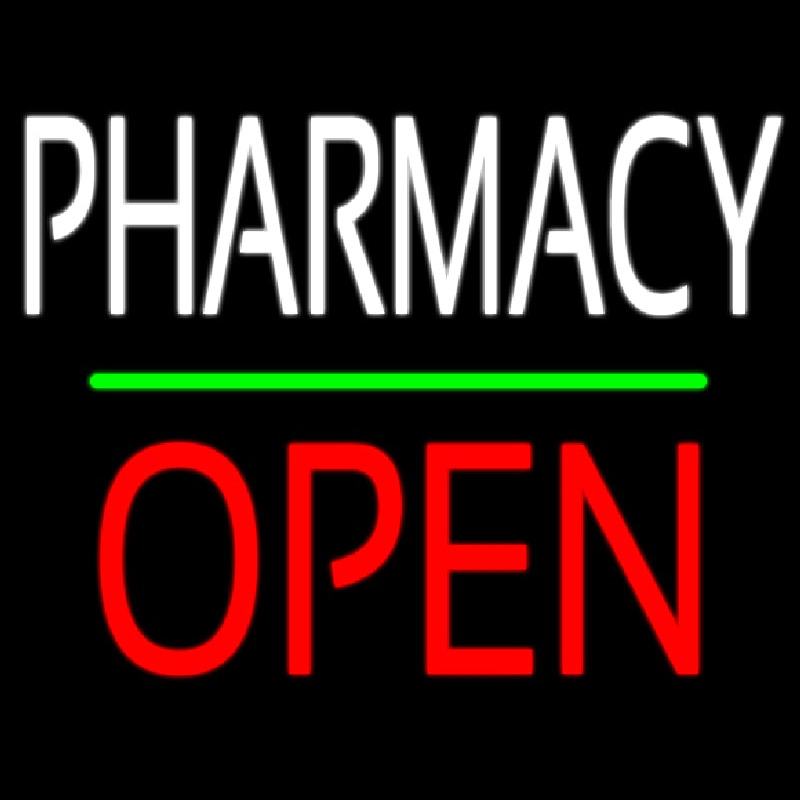 Pharmacy Block Open Green Line Leuchtreklame