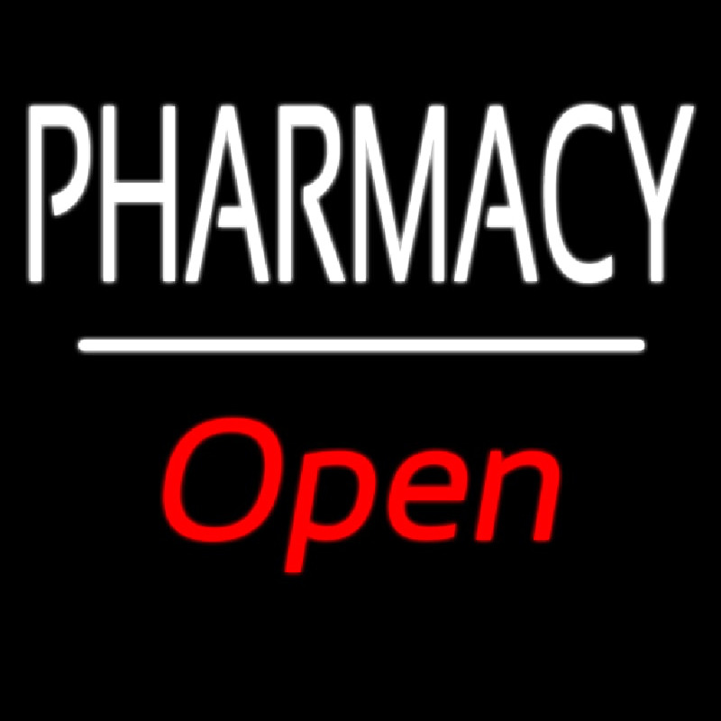 Pharmacy Open White Line Leuchtreklame