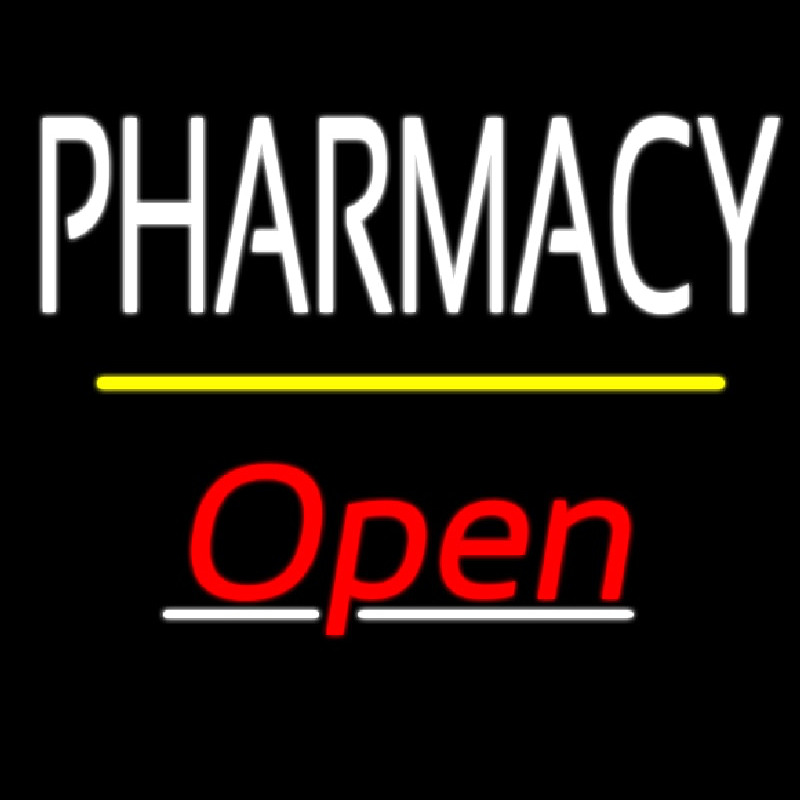 Pharmacy Open Yellow Line Leuchtreklame