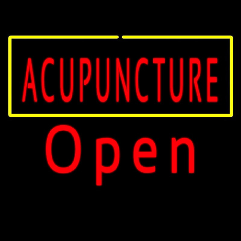 Red Acupuncture Yellow Border Open Leuchtreklame