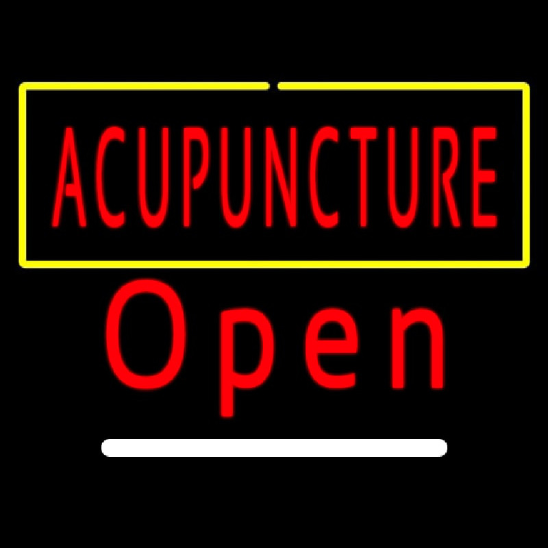 Red Acupuncture With Yellow Border Open Leuchtreklame