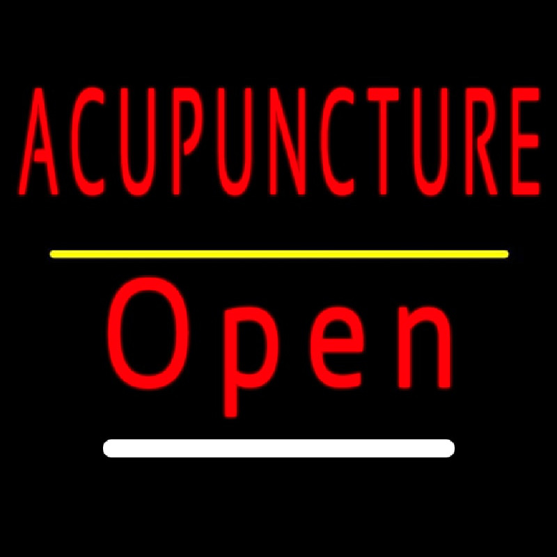 Red Acupuncture Open Yellow Line Leuchtreklame