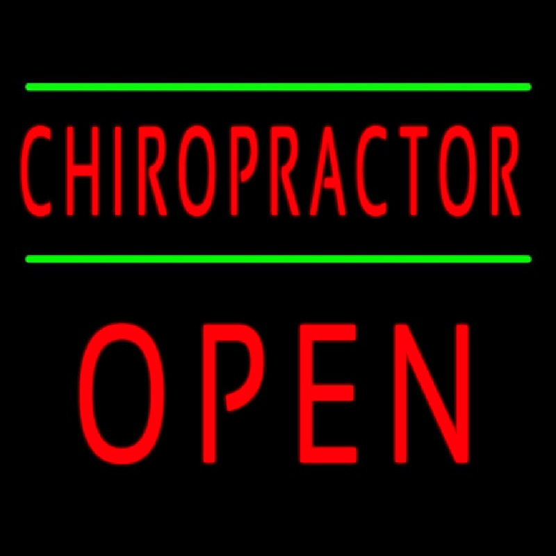 Red Chiropractor Green Lines Block Open Leuchtreklame