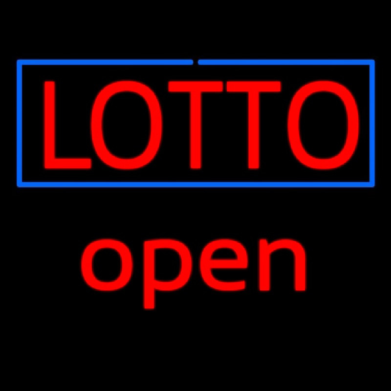 Red Lotto Blue Border Open Leuchtreklame