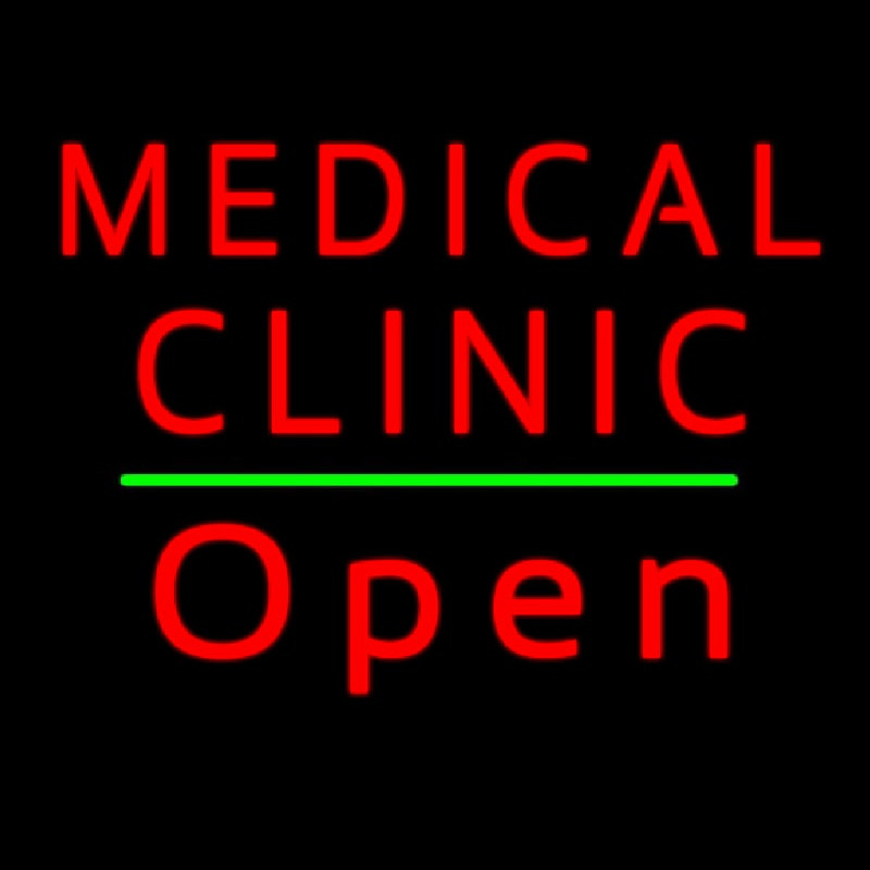 Red Medical Clinic Open Green Line Leuchtreklame