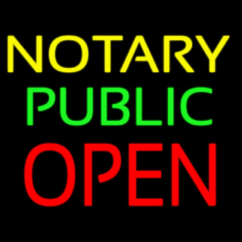 Yellow Notary Public Open Leuchtreklame