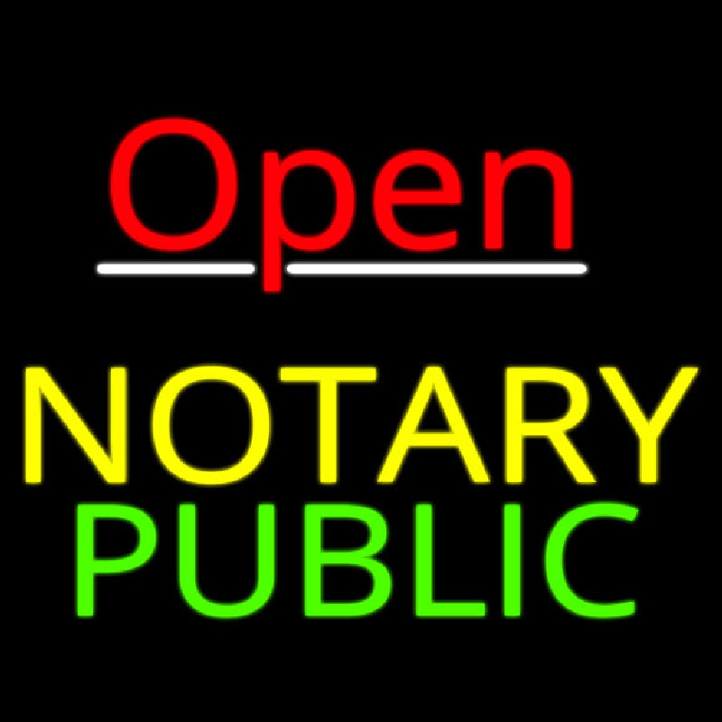 Red Open Notary Public Leuchtreklame