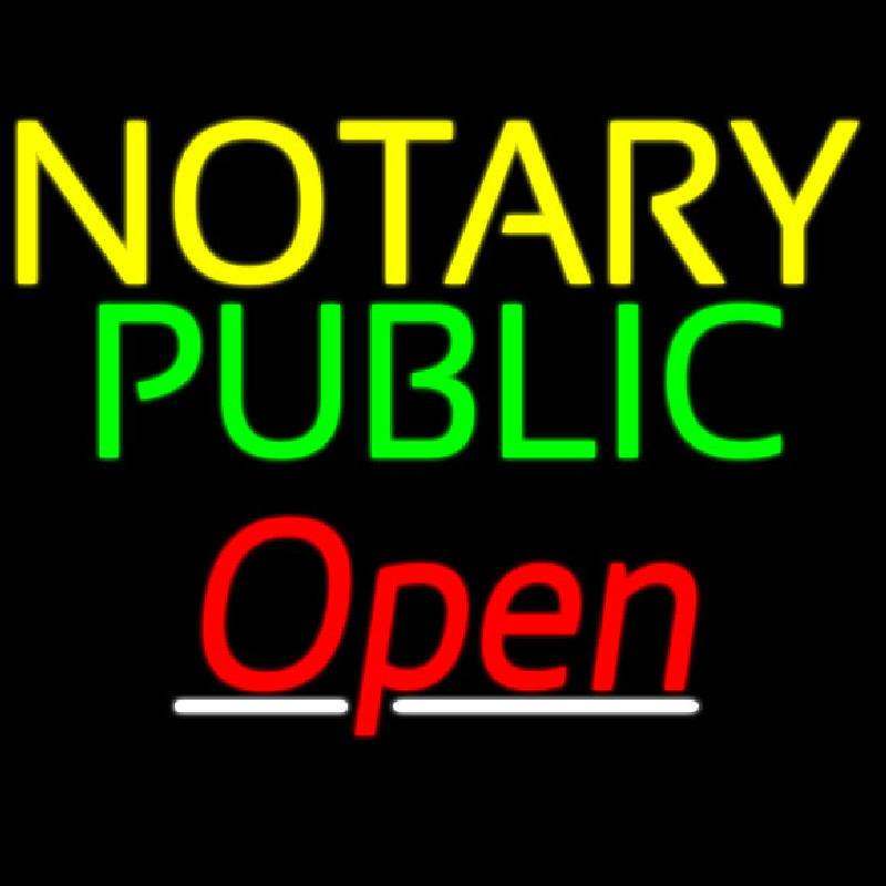 Notary Public Red Open Leuchtreklame