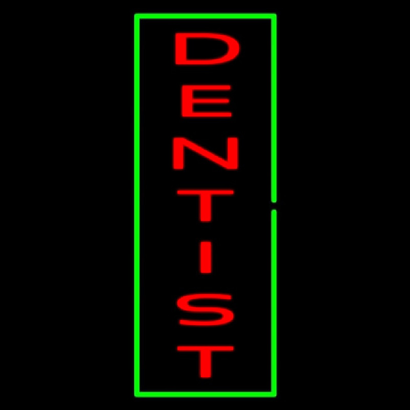 Vertical Red Dentist Green Border Leuchtreklame