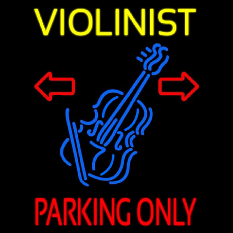 Yellow Violinist Red Parking Only Leuchtreklame
