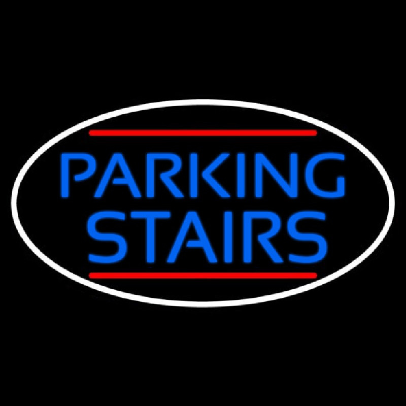 Blue Parking Stairs Oval With White Border Leuchtreklame