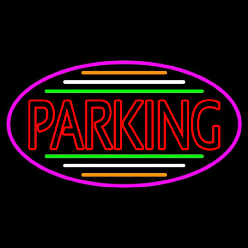 Double Stroke Parking Oval With Pink Border Leuchtreklame